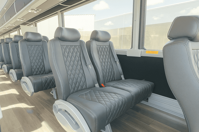 interior of Charter Bus Rental Mission charter bus